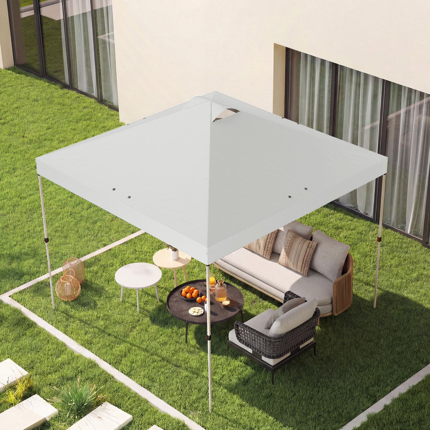 Outsunny Toldo De Pérgola De Recambio 3x3 M Anti-uv50+ Impermeable Blanco_3