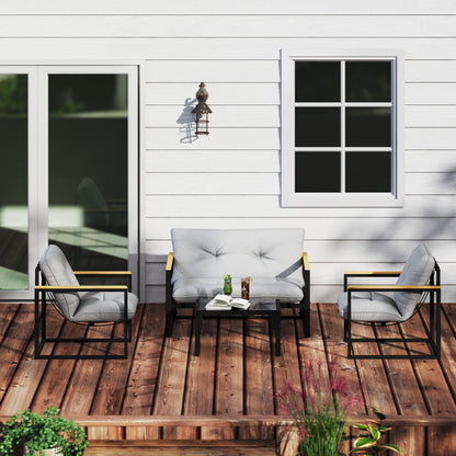 Outsunny Conjunto De Jardín Exterior De 4 Piezas Gris Y Negro_1