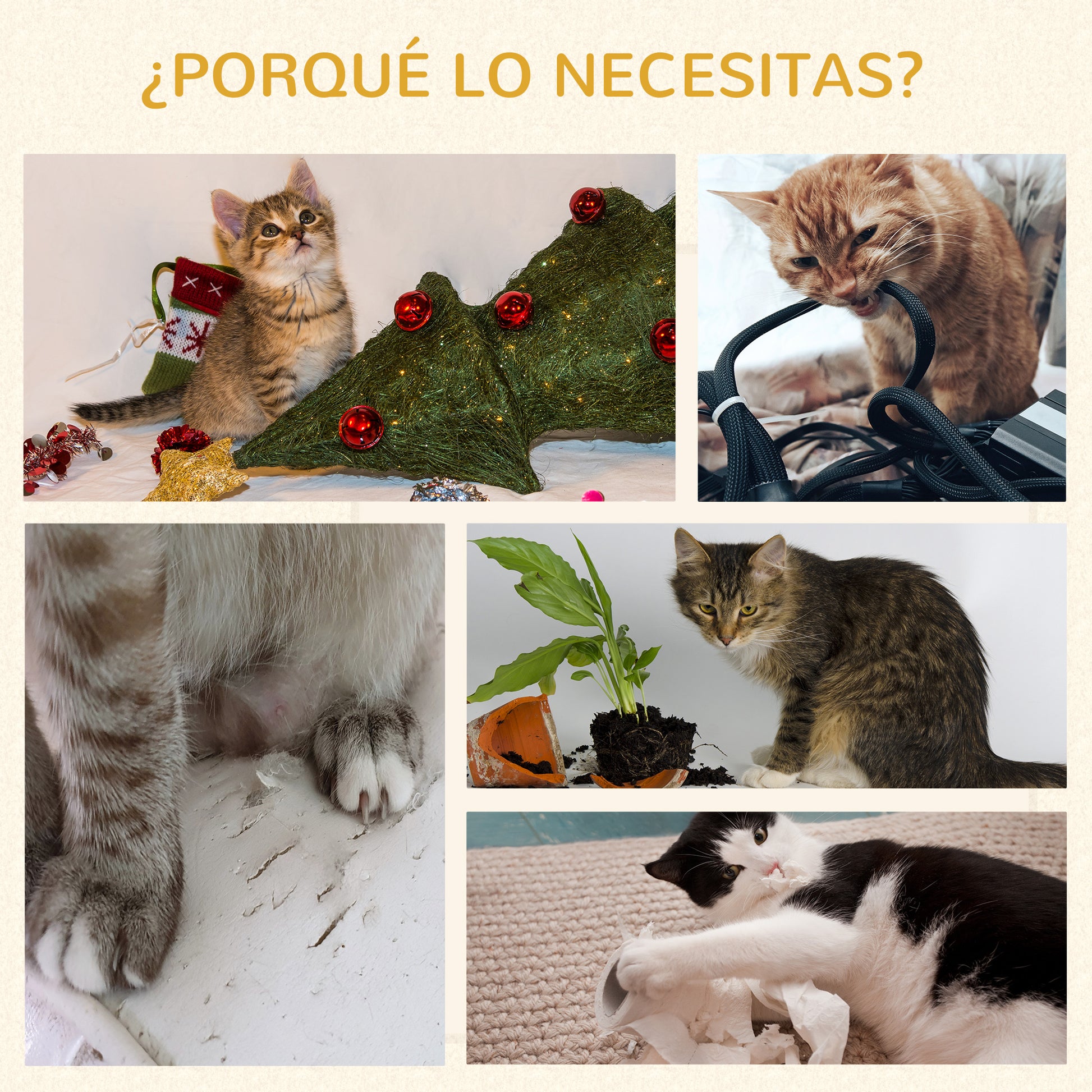 Pawhut Árbol Rascador Para Gatos Pequeño 52 Cm Con Cama Poste Y Cojín De Felpa_5