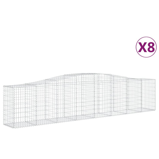 Cestas De Gaviones 8 Uds Forma De Arco Hierro 400x50x80/100 Cm_0