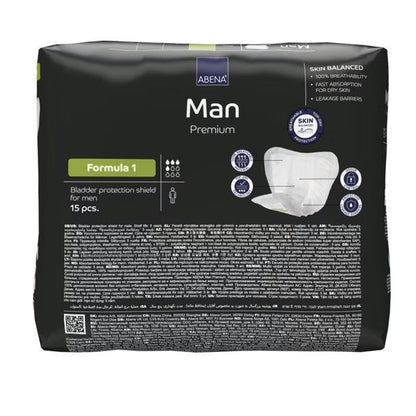 Pensos para incontinência masculina Fórmula 1 ABENA, 15 unidades
