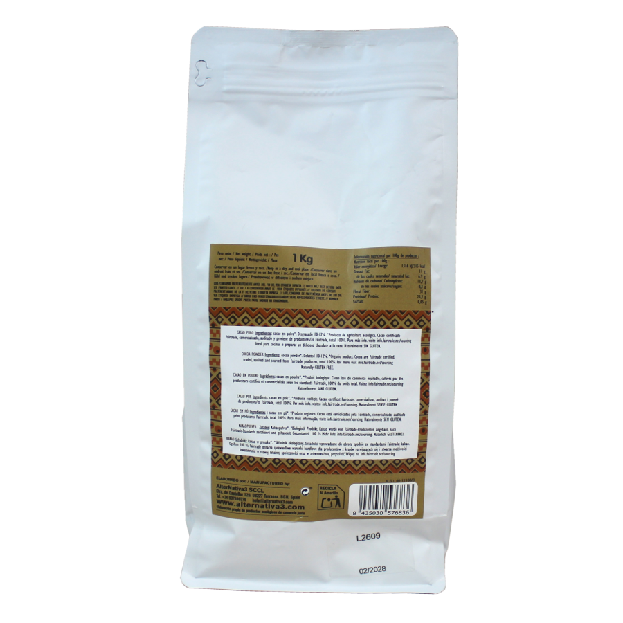 Alternative3 Cacau em Pó Puro Biológico Sem Gordura 1 Kg