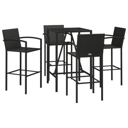 Vidaxl Mesa Y Taburetes Altos Jardín 5 Piezas Ratán Sintético Negro_0