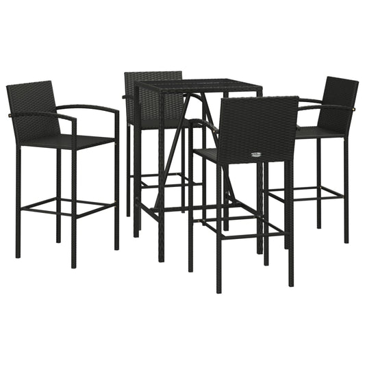 Vidaxl Mesa Y Taburetes Altos Jardín 5 Piezas Ratán Sintético Negro_0