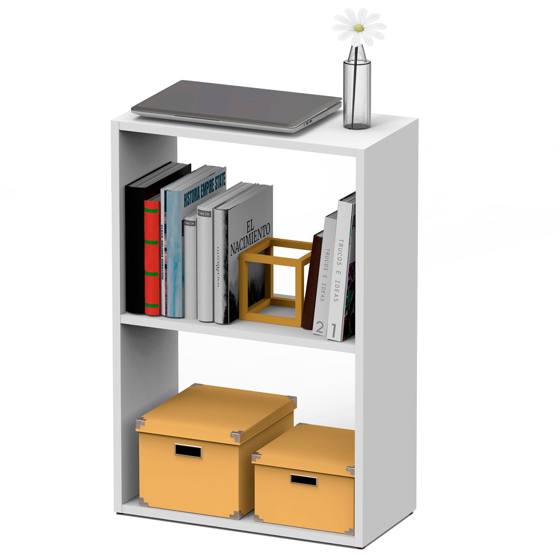 Estantería Almacenaje Libros, Muebles Salón Oficina Modernos, Librería 75x50x24,5cm Habitación, Briebe, Nova, Blanco_0