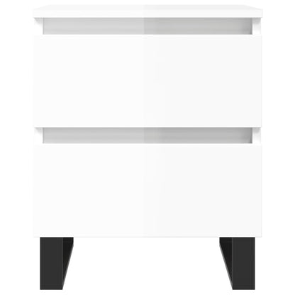 Mesitas Noche 2 Uds Madera Ingeniería Blanco Brillo 40x35x50 Cm_3