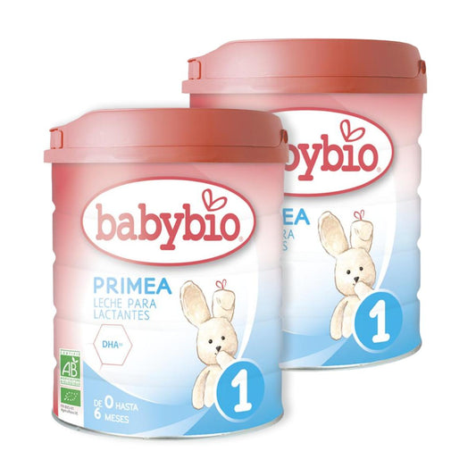 Embalagem 2x Primea 1 Leite de Iniciação (0 a 6 meses) Babybio Biológico 800 g