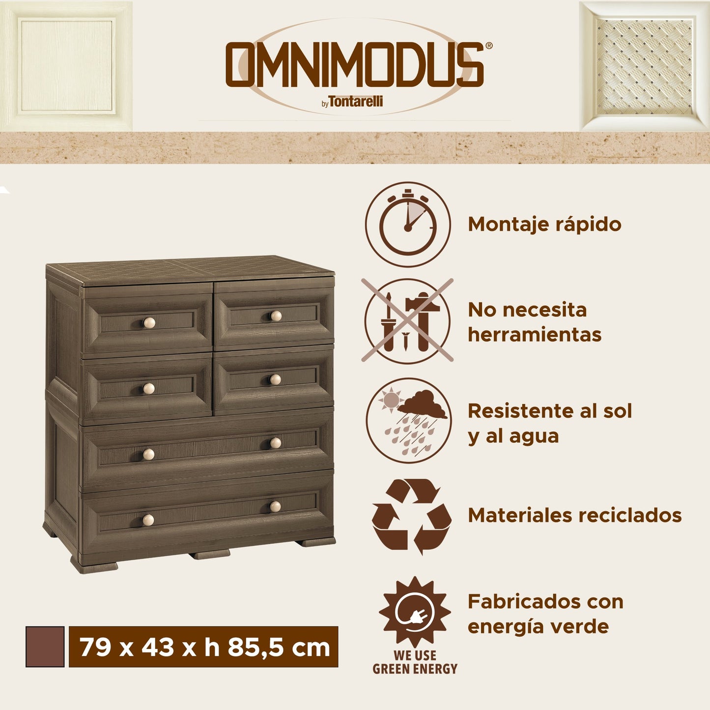 Cómoda 6 Cajones Wengué