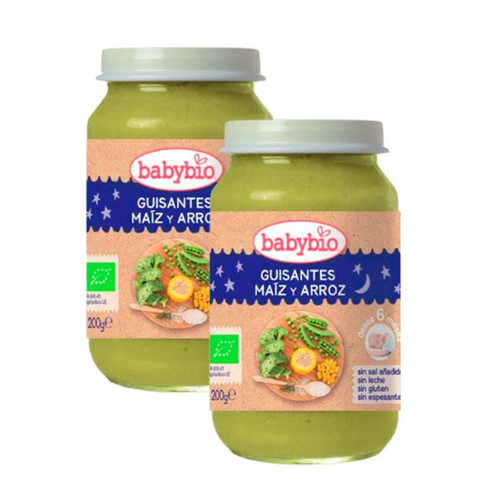 PROMOÇÃO x2 Pote Boa Noite Ervilhas, Milho e Arroz, 200 g. Babybio