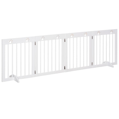 Pawhut Barrera De Seguridad Plegable Para Perros 4 Paneles 204x30x61cm Blanco_1