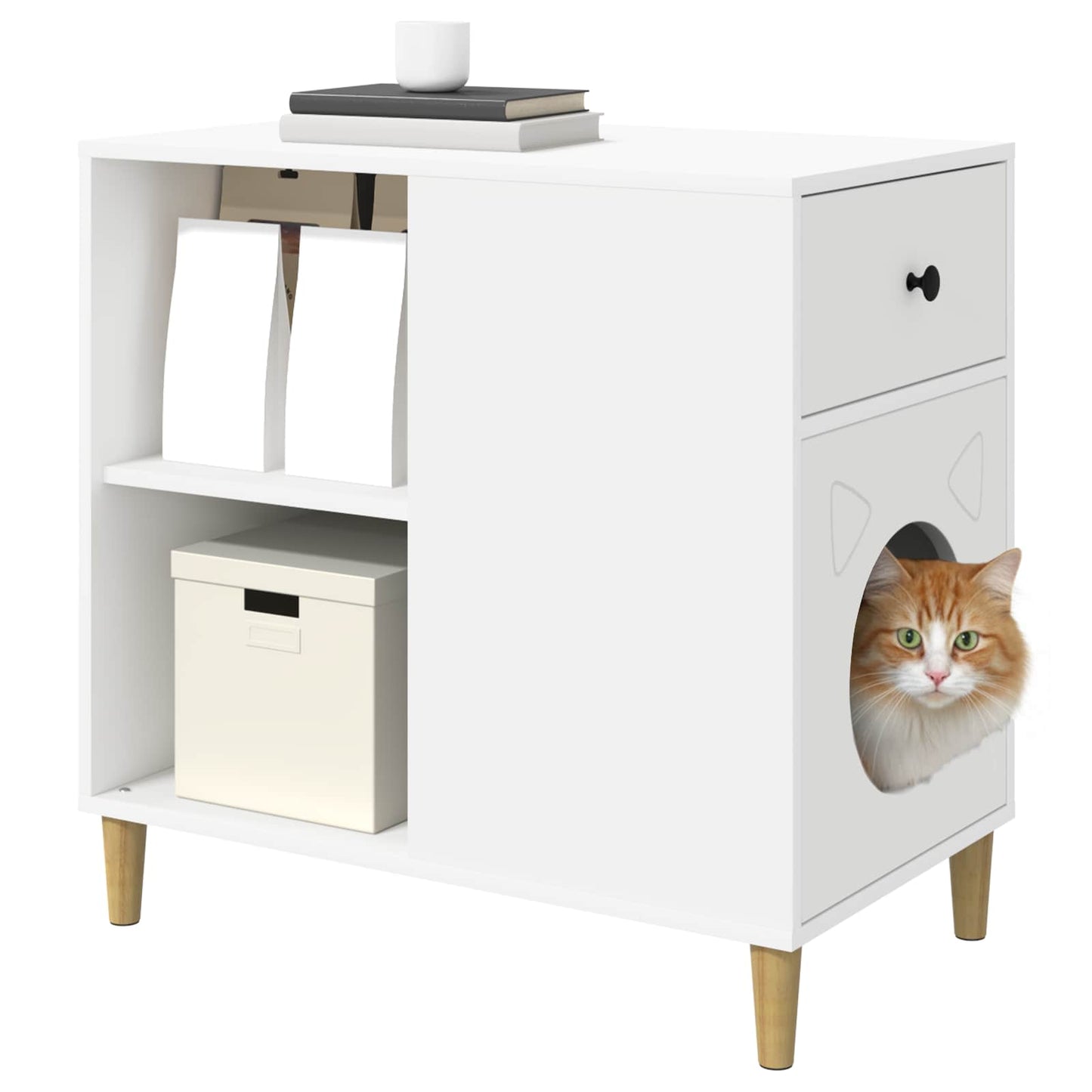 Casa Para Gatos 72 X 42.5 X 70 Cm Madera De Ingeniería_2