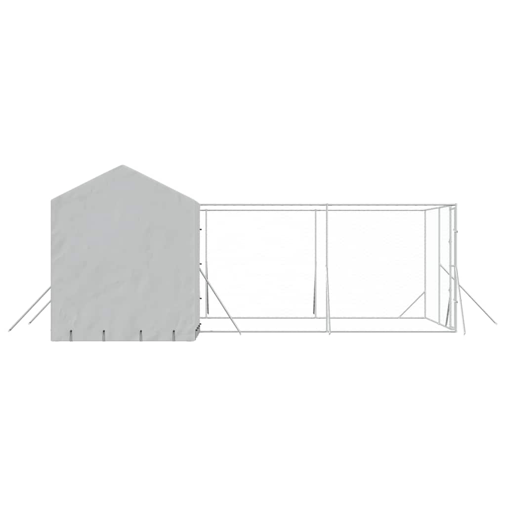 Perrera De Exterior Con Techo Acero Galvanizado Plata 6x6x2,5 M_4