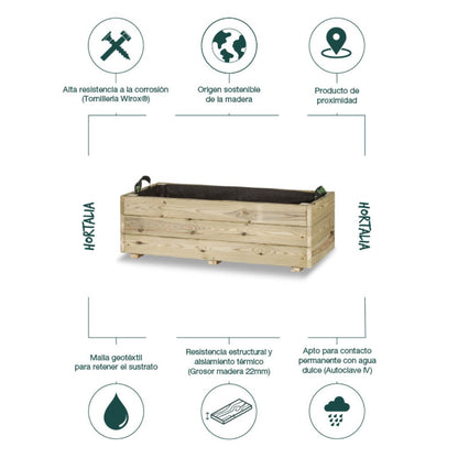 Floreira retangular Ghio 90x40x30 Hortalia
