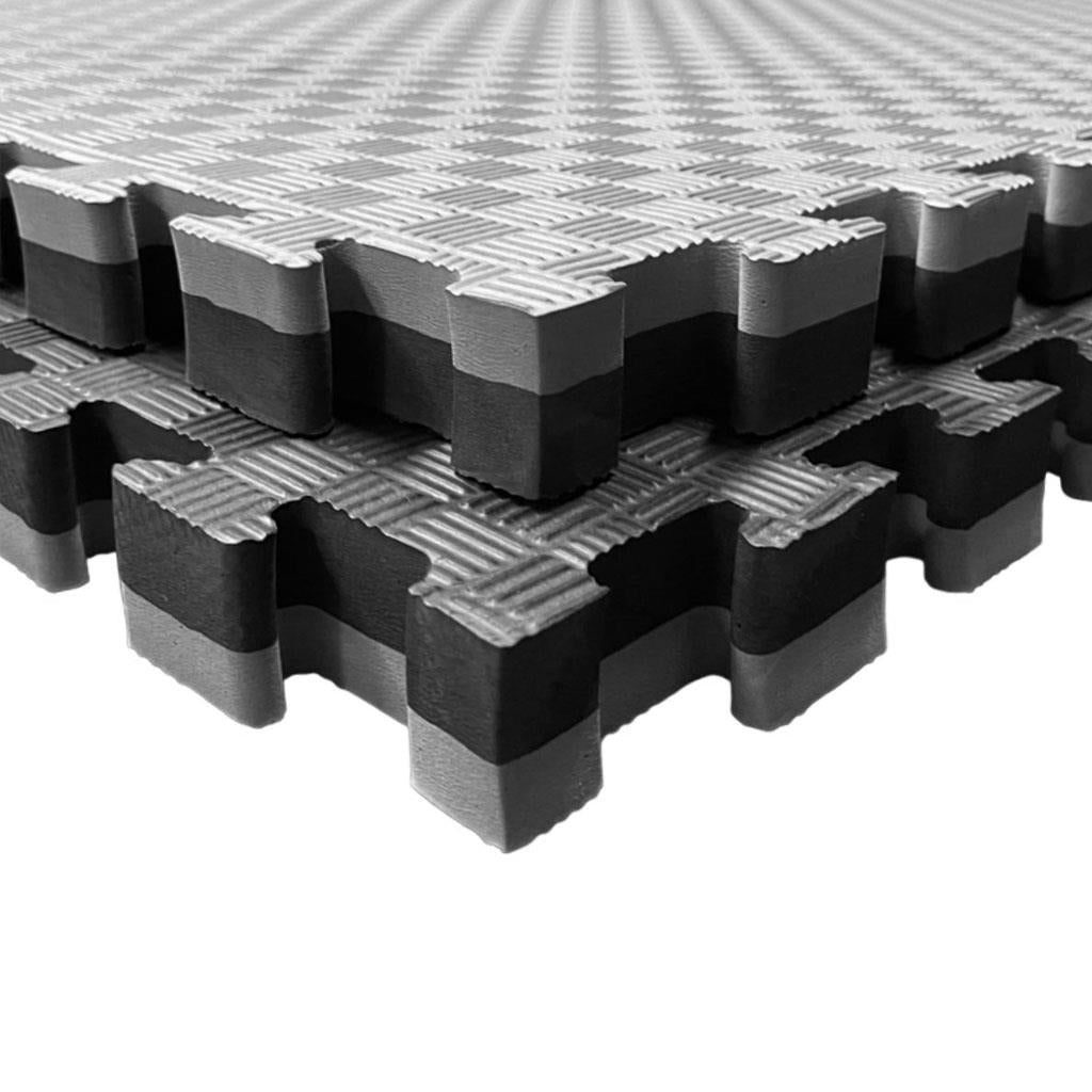 Tatami Puzzle 4cm 100x100cm, Pack 4 Unidades – Superficie 5 Líneas Gris/negro_1