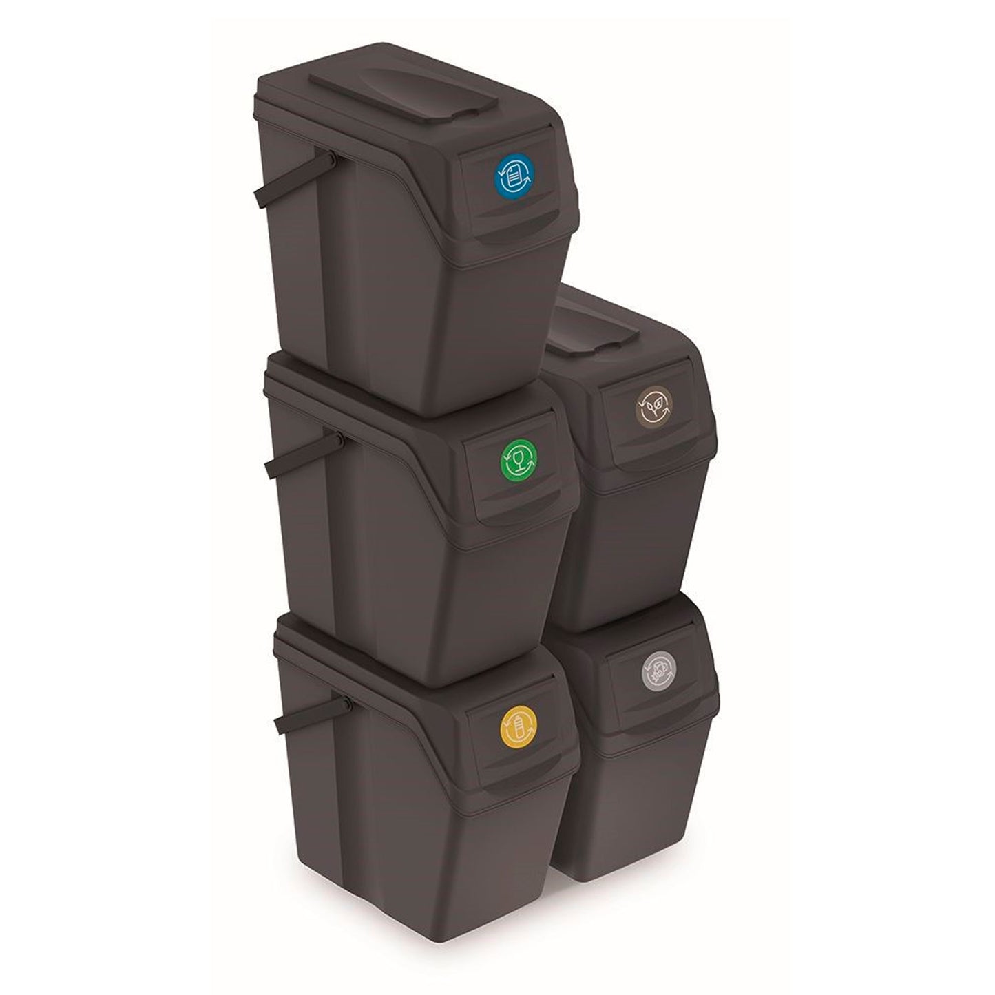 Set De 5 Cubos De Basura Keden Sortibox Para Reciclado, Antracita, Volumen 5x25l_0