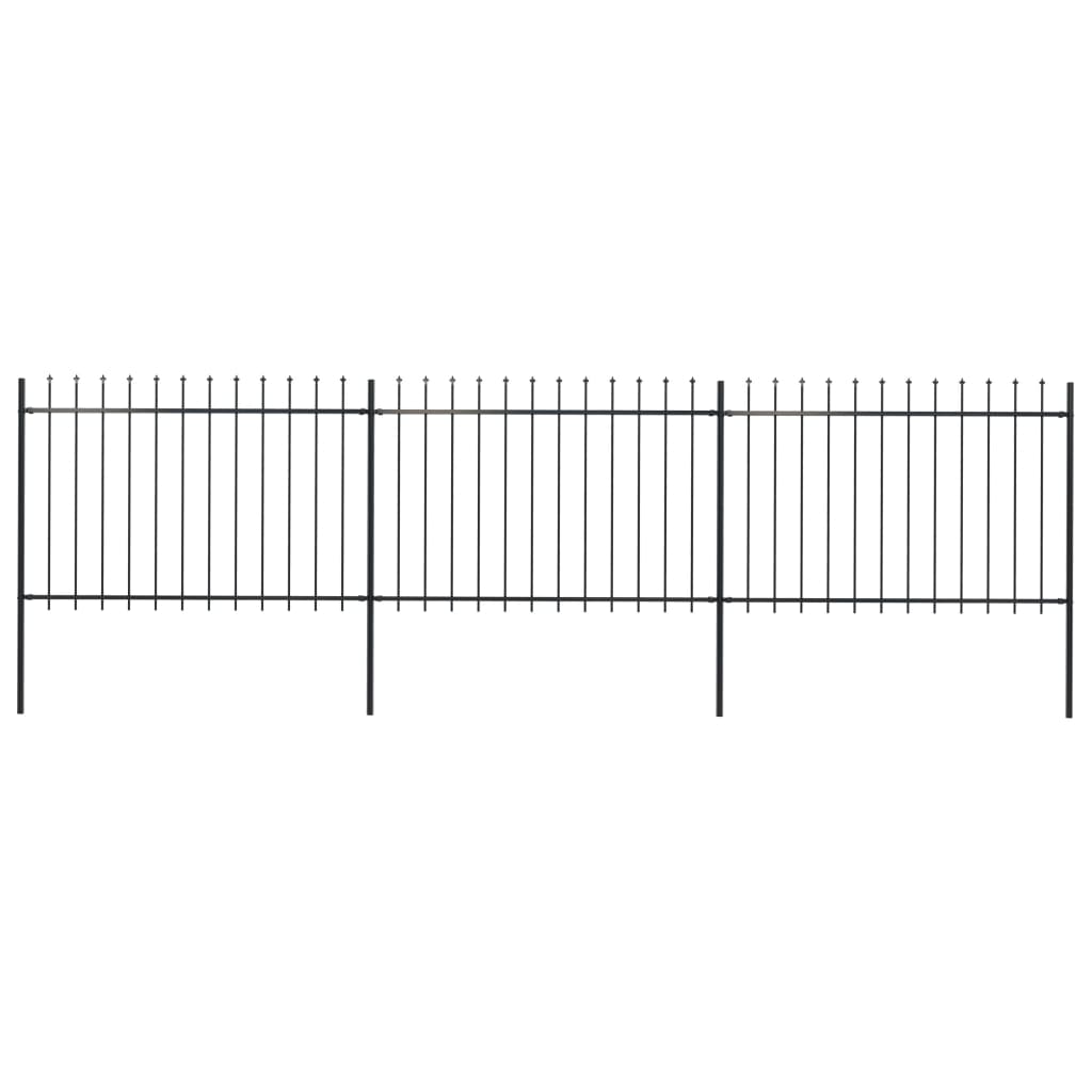 Valla De Jardín Con Puntas De Lanza Acero Negro 5,1x1,2 M / Vetonek_3