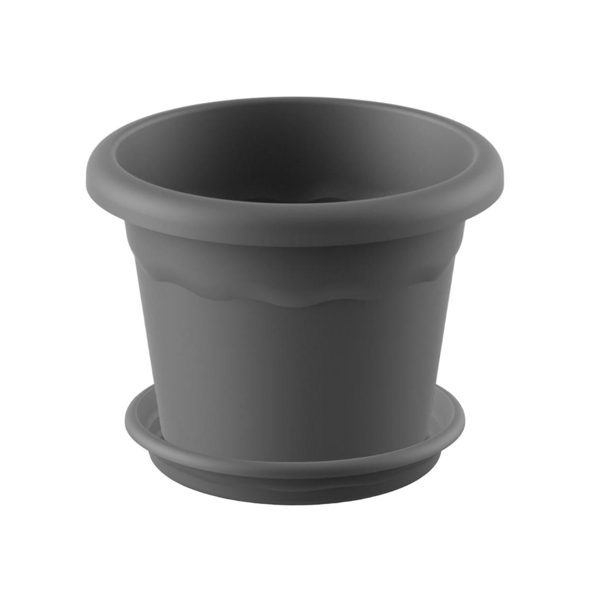 Embalagem de vasos redondos com pires Terra cor antracite, 30 x 22 cm