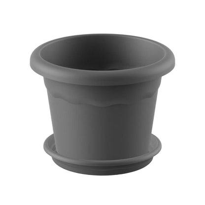 Embalagem de vasos redondos com pires Terra cor antracite, 30 x 22 cm