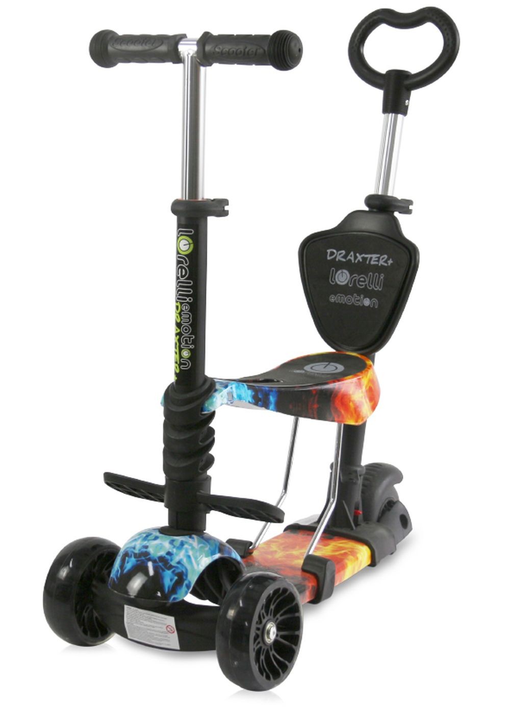 Patinete Evolutivo Con Asiento Y Mango Parental Draxter Plus Red Flame_1
