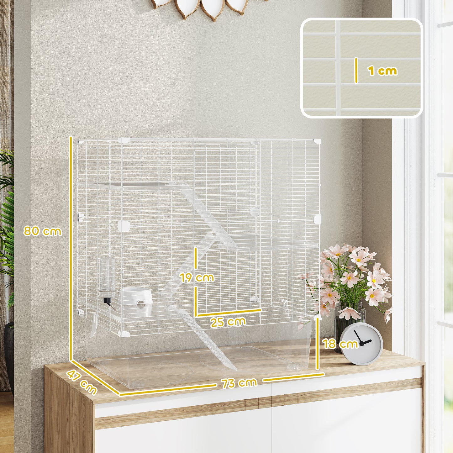 Pawhut Jaula Para Hurones De 4 Niveles Con Bandeja Inferior 73x47x80 Cm Blanco_2