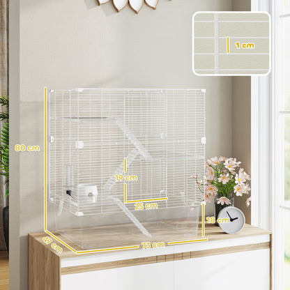 Pawhut Jaula Para Hurones De 4 Niveles Con Bandeja Inferior 73x47x80 Cm Blanco_2