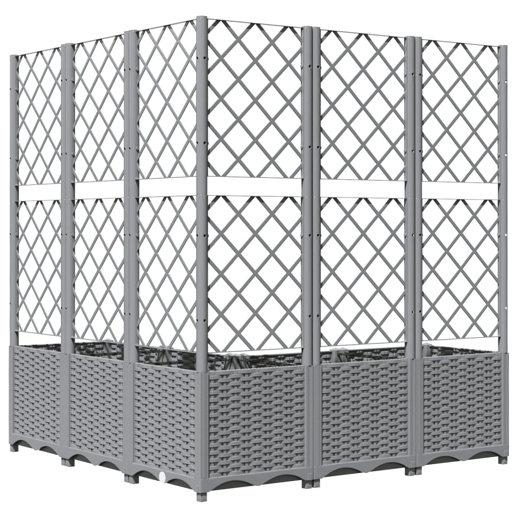 Jardinera Con Enrejado Pp Gris Claro 120x120x136 Cm_3