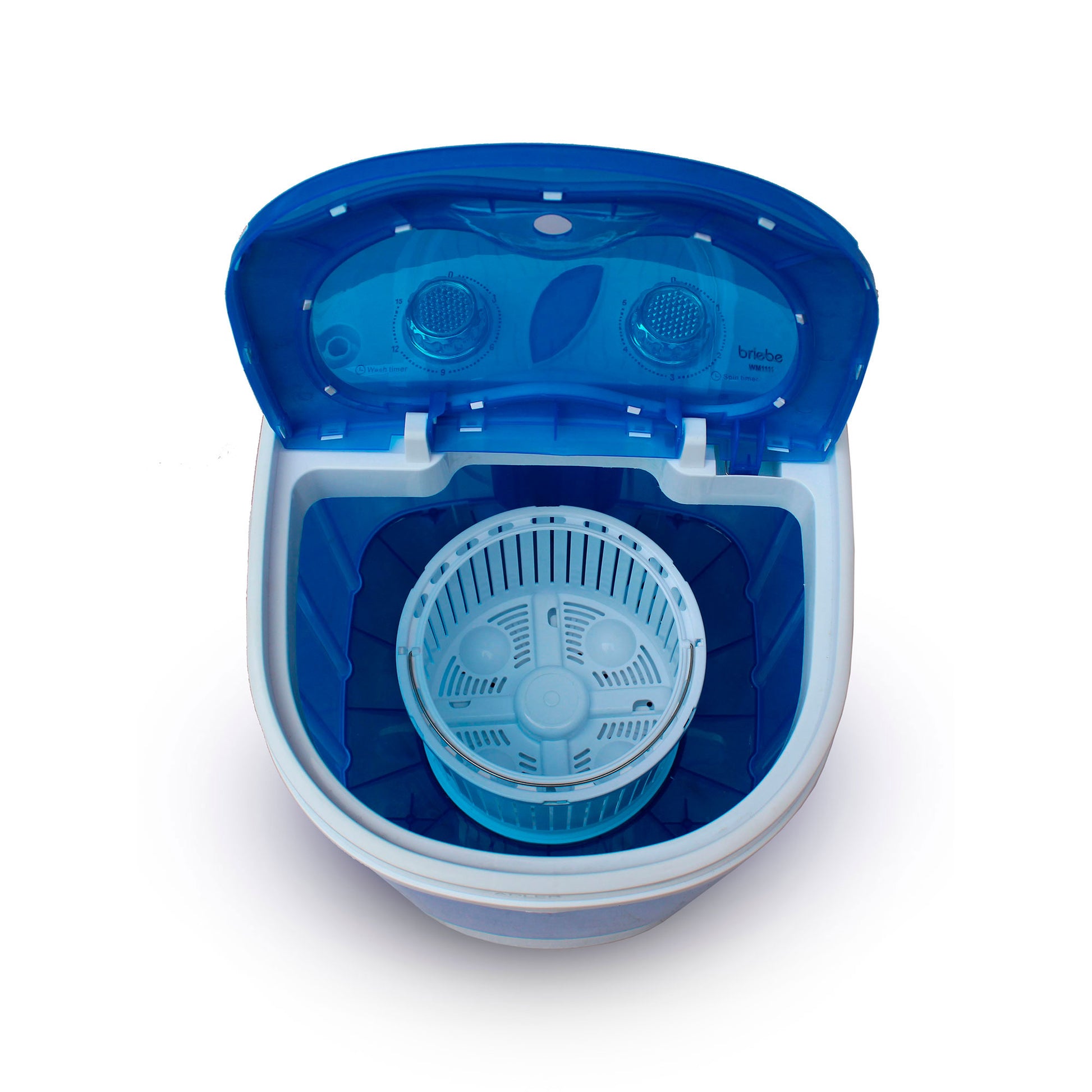 Mini Lavadora Portátil Con Centrifugado, Camping, Capacidad Ropa 3kg, Ideal Viajes, Camper Briebe Wm1111, Blanco/azul_1