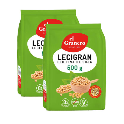 Pack de 2 Lecigran Lecitina de Soja IP não OGM El Granero 500 g