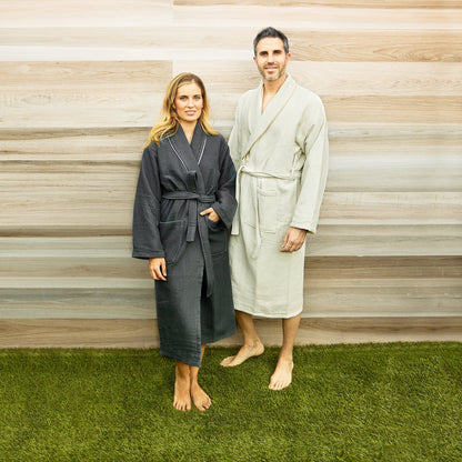 Albornoz S/m 360 Gr/m2 Nido De Abeja 100% Algodón Beige