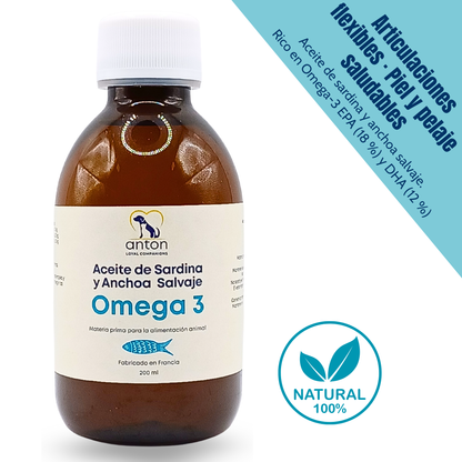 Aceite de sardina y anchoa salvaje con Omega-3 EPA/DHA para perros y gatos – 200 ml_0