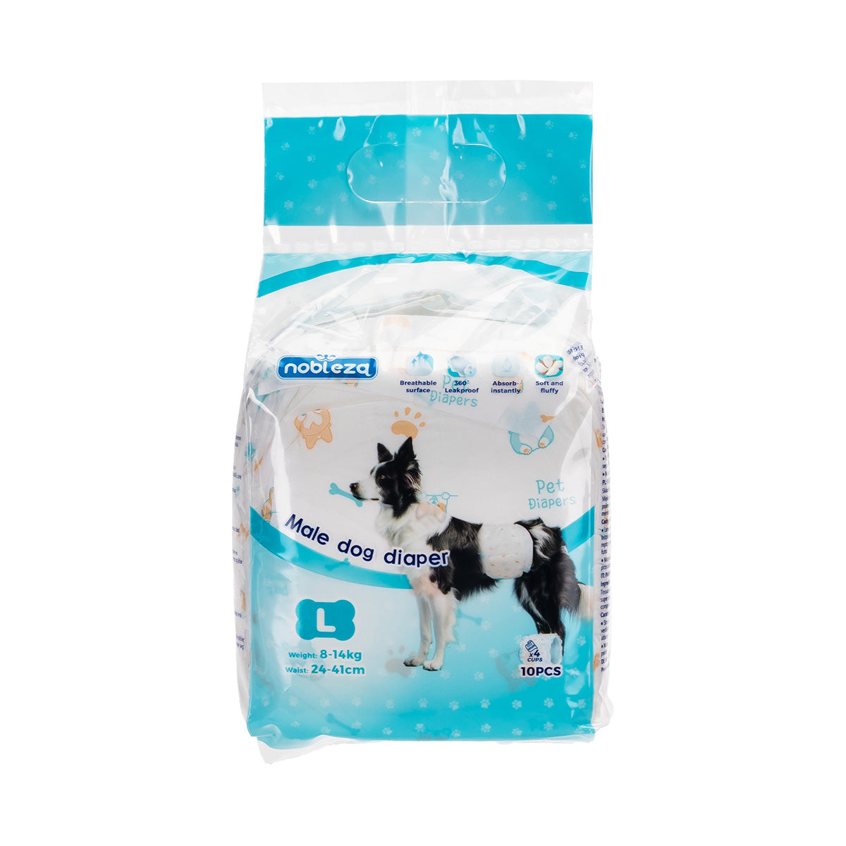 Fraldas Nobleza para cães machos, tamanho L, 10 unidades