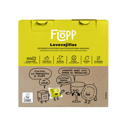 Embalagem de 2 detergentes em gel para máquina de lavar louça FLOPP ECOPACK 110 cápsulas