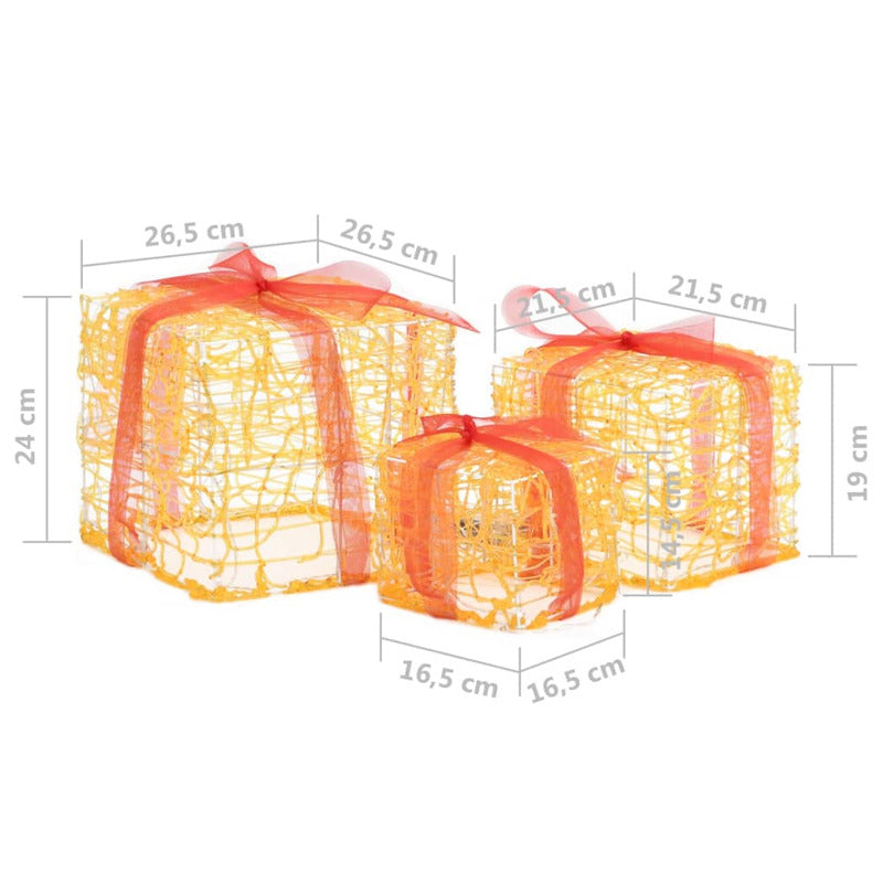 Vidaxl Caja Decorativa De Regalo Navidad Acrílico 3 Pzas Blanco Cálido_5