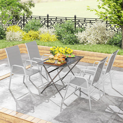 Outsunny Juego De 4 Sillas De Jardín Exterior 54x75,5x95 Cm Gris Claro_3