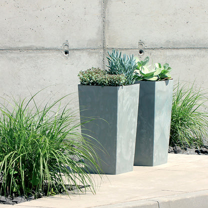 Maceta Alta 35 L Prosperplast Urbi Square Effect De Plástico Con Depósito En Color Antracita, 55 (alto) X 29,5 (ancho) X 29,5 (profundo) Cms