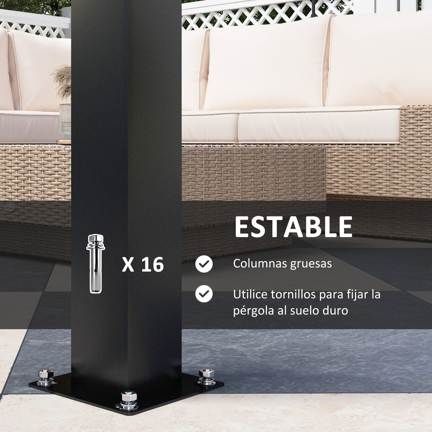 Outsunny Pérgola De Aluminio 3x3 M Con Techo De Lamas Ajustable Gris Oscuro_5