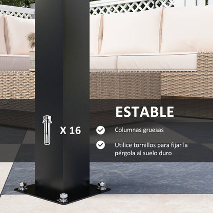 Outsunny Pérgola De Aluminio 3x3 M Con Techo De Lamas Ajustable Gris Oscuro_5