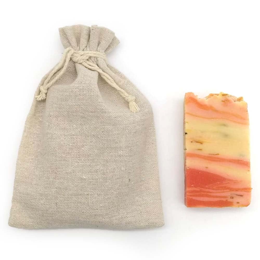 Jabón Natural Caléndula 90g En Bolsa Regalo De Yute - Cicatriza, Alivia Quemaduras, Reduce Inflamación - Piel Seca_2