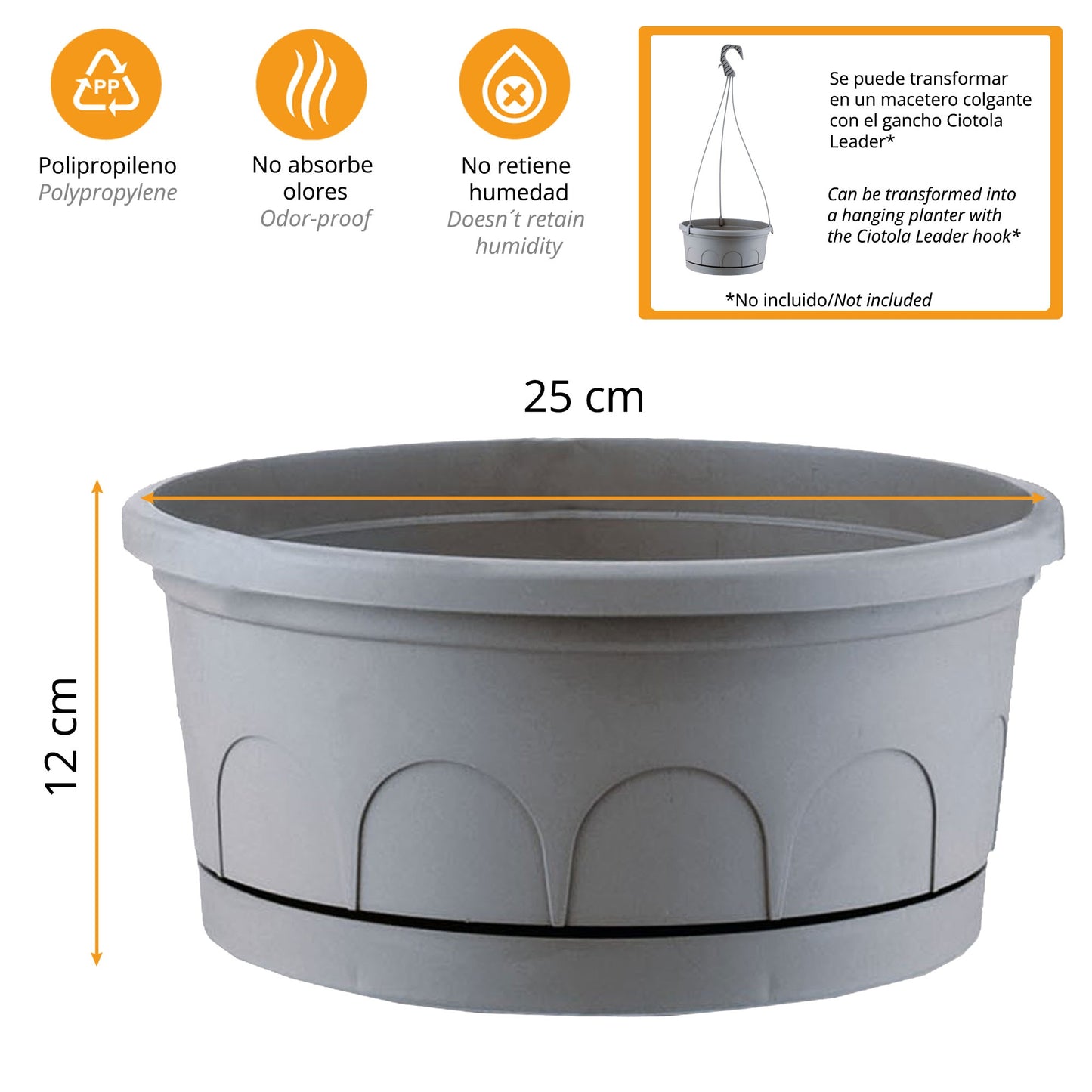 Maceta Tipo Cuenco Ø Cm 25 Con Platillo