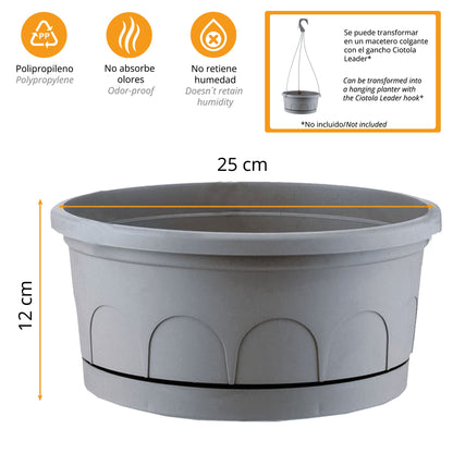 Maceta Tipo Cuenco Ø Cm 25 Con Platillo