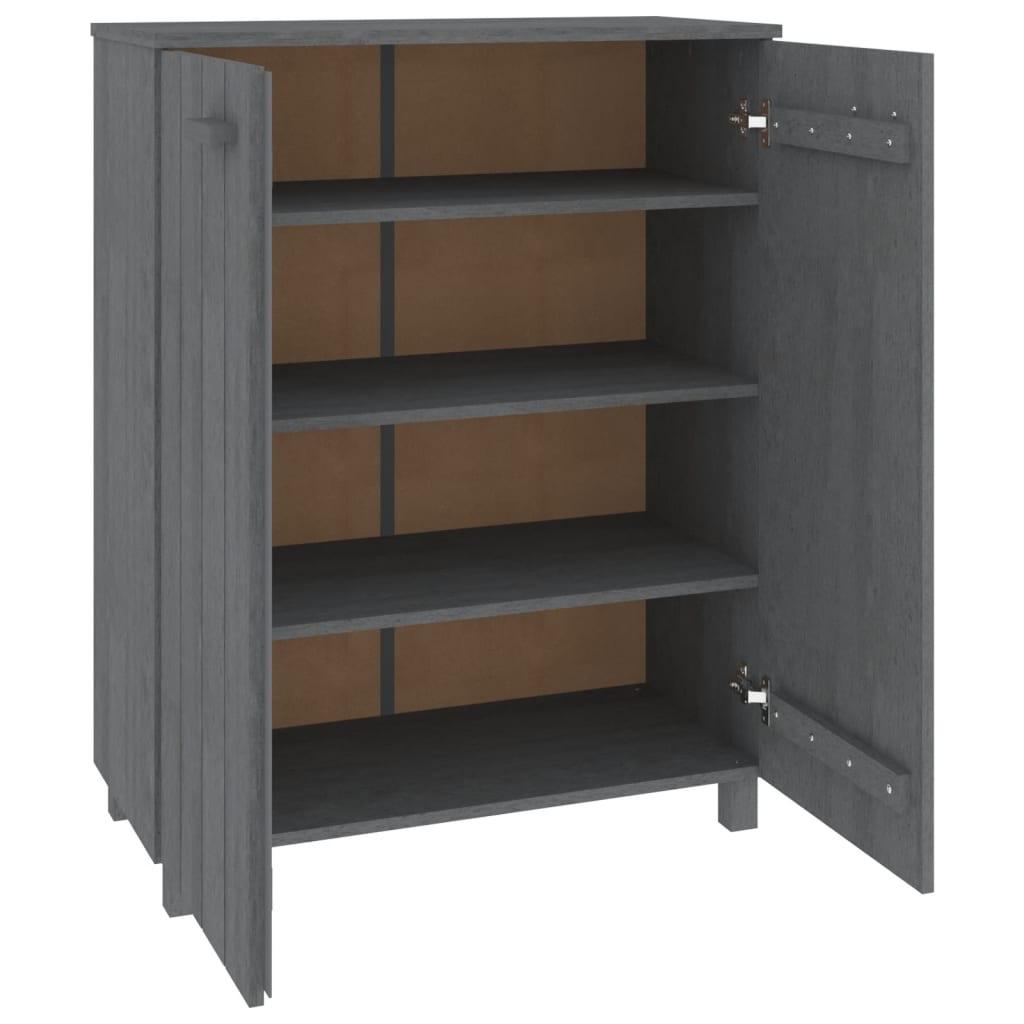 Zapatero Hamar Madera Maciza Pino Gris Oscuro 85x40x108 Cm / Vetonek_3