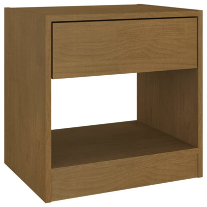 Mesita De Noche Madera Maciza De Pino Marrón Miel 40x31x40 Cm_0