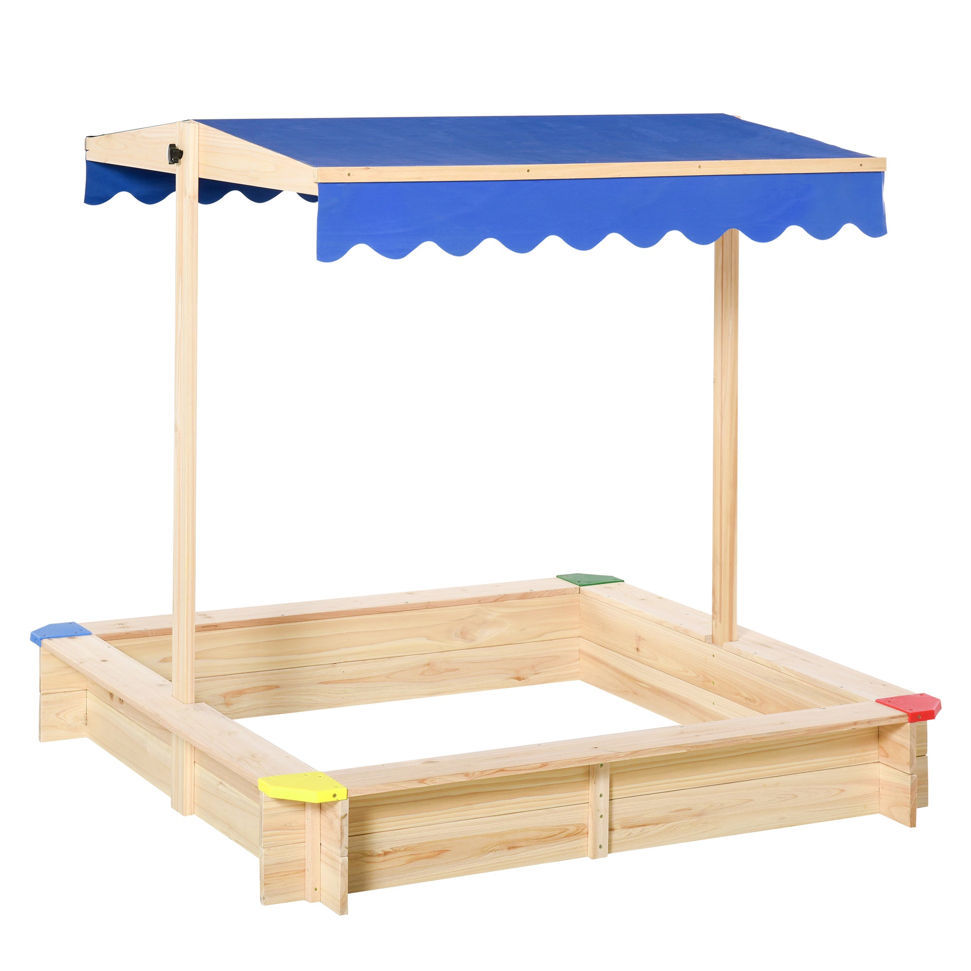 Outsunny Arenero De Madera Para Niños Con Techo Ajustable 120x120x120cm_0