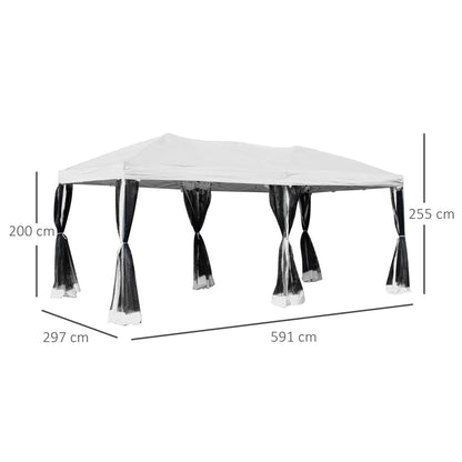 Outsunny Carpa 6x3m Plegable Gazebo Jardín Con Cortinas Mosquitera Bolsa_2