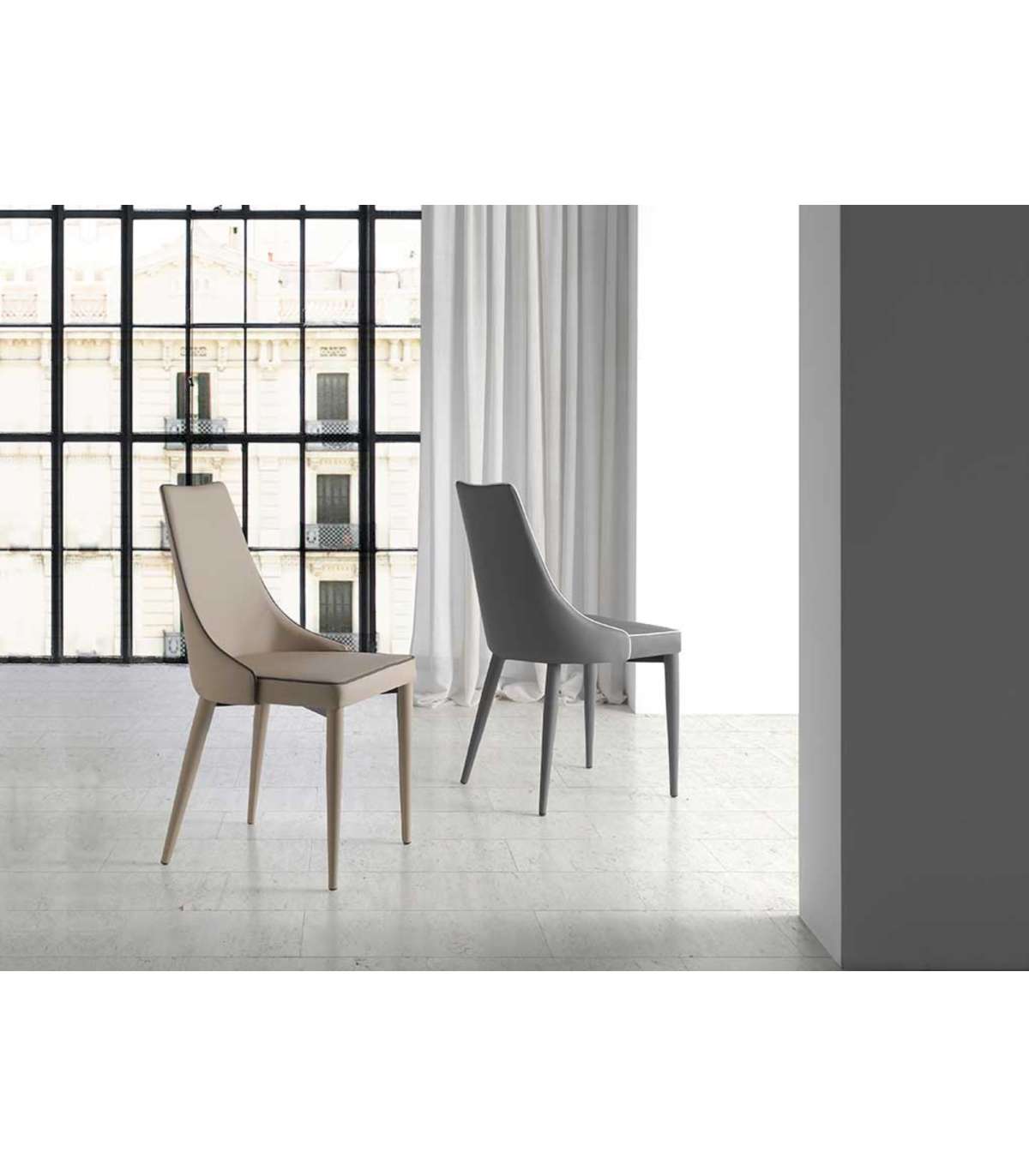 Pack De 2 Sillas Modelo Paola Acabado Polipiel Gris, 50 X 58 X 92/49 Cm (largo X Ancho X A_4