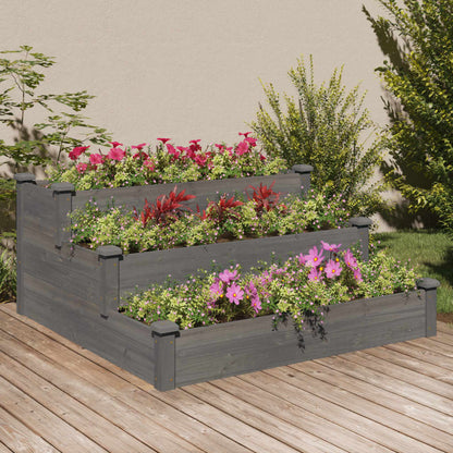 Jardinera Arriate Madera Maciza De Abeto Gris 120x120x56 Cm_1