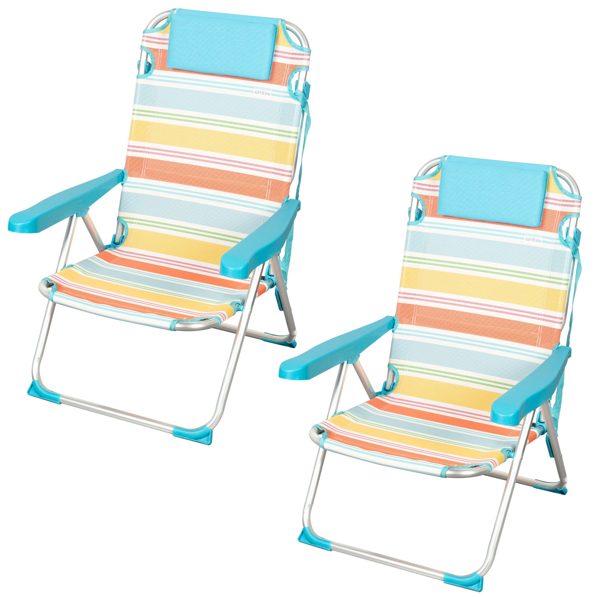 Aktive Pack 2 Sillas Plegables Camping Deluxe 48x47x74 Cm Multicolor 5 Posiciones Con Respaldo_0