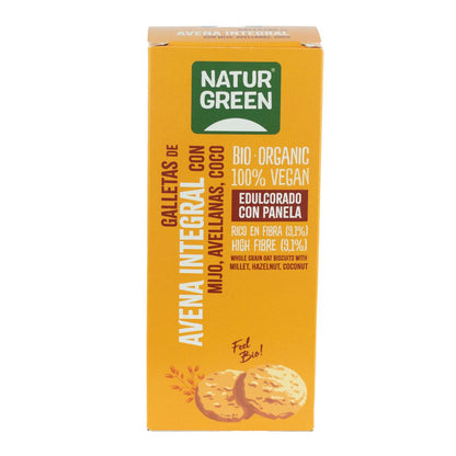 Bolachas de Aveia Integral Vegan com Milho, Avelãs e Coco Bio Naturgreen 140 g