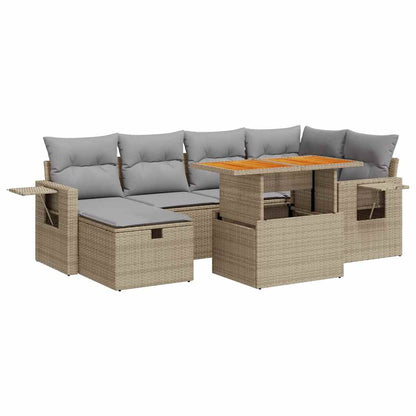Set Sofás Jardín Y Cojines 8 Pzas Ratán Sintético Acacia Beige / Vetonek_1