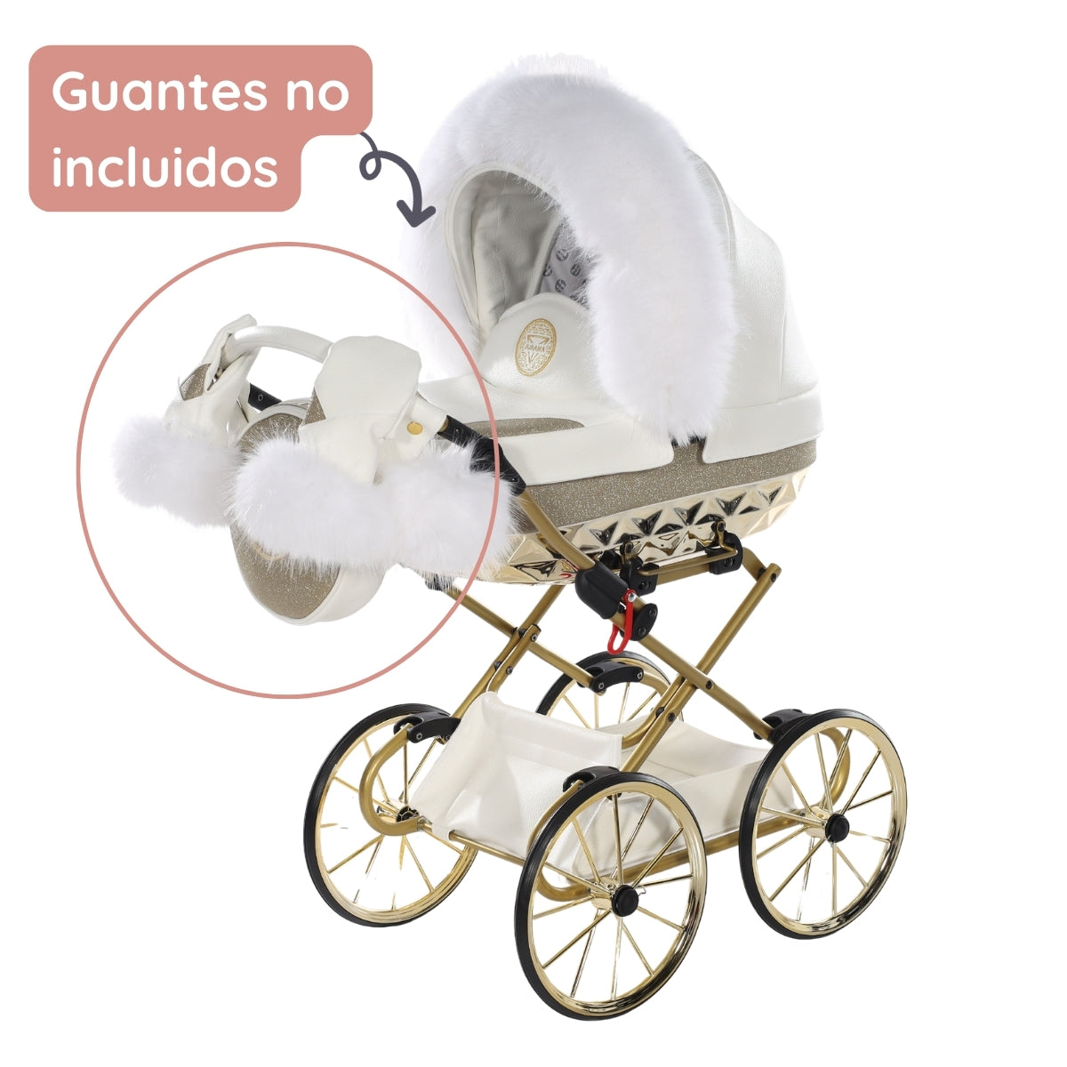 Carro De Muñecas Hand Craft Glitter Satin Classic White / Gold_4